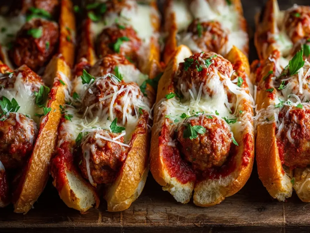 cheesy meatball subs - featured image
