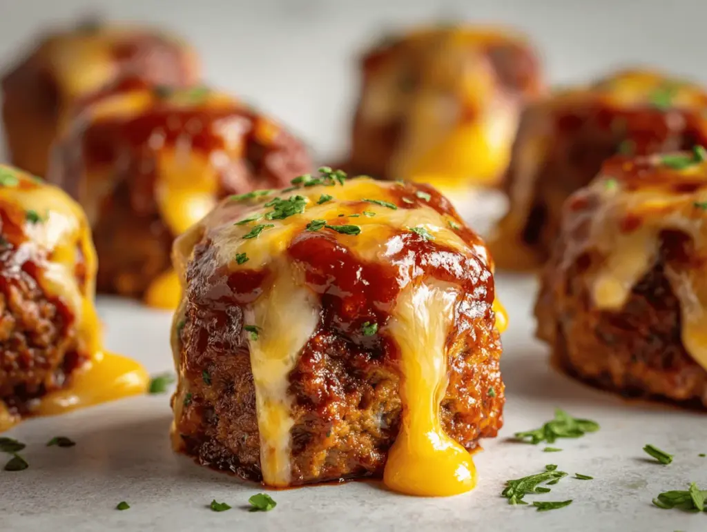 cheesy stuffed meatloaf bites - featured image
