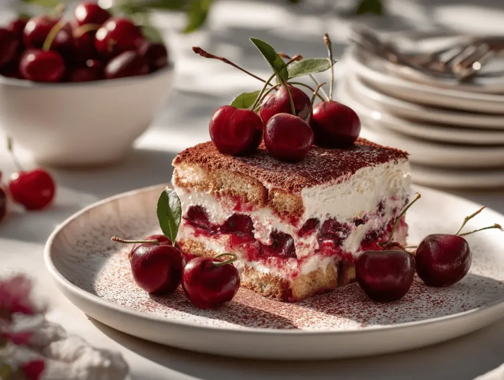 cherry amaretto tiramisu - featured image