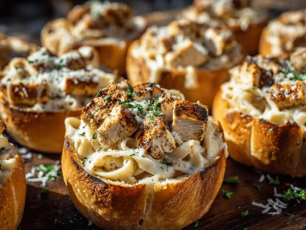 chicken Alfredo garlic bread bowls - featured image