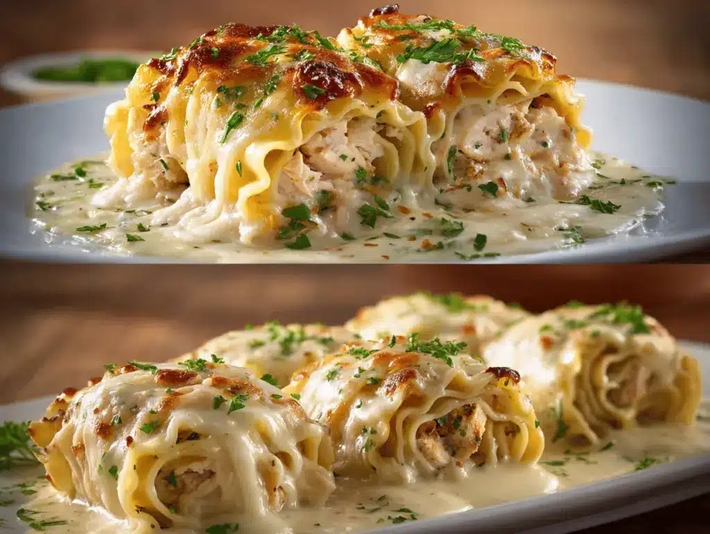 chicken Alfredo lasagna roll-ups - featured image