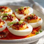 chili garlic deviled eggs - featured image