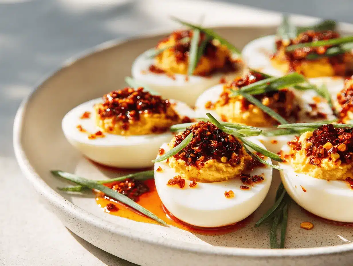 chili garlic deviled eggs preparation steps