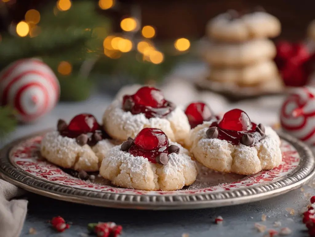 Christmas Maraschino Cherry Shortbread Cookies - featured image