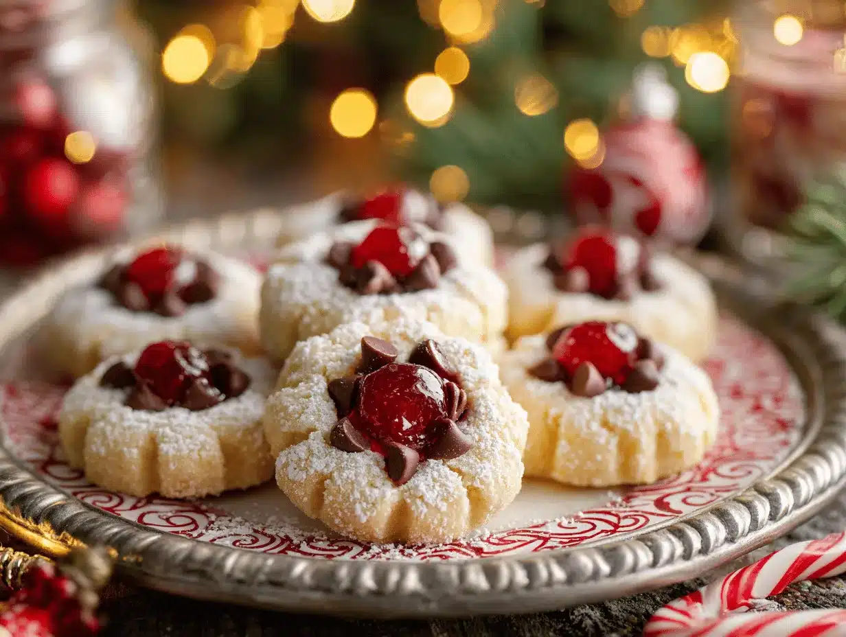 Christmas Maraschino Cherry Shortbread Cookies preparation steps