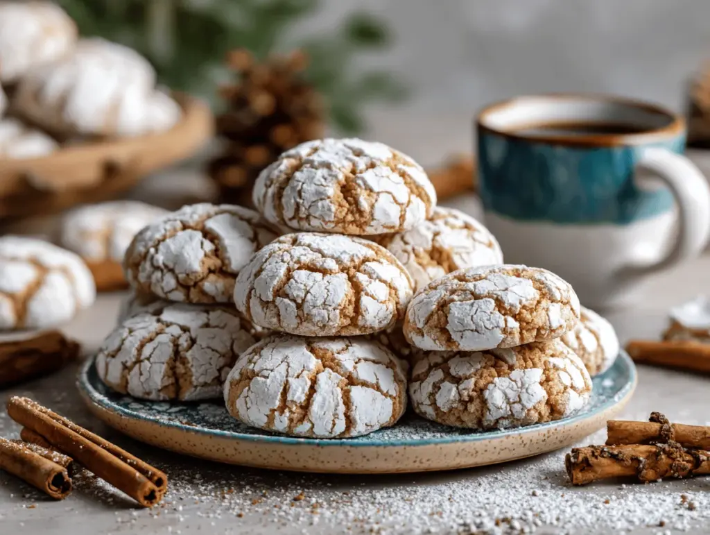 cinnamon coffee crinkle cookies - featured image