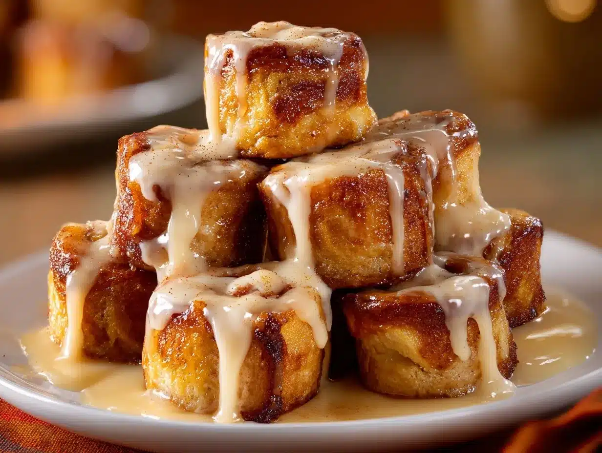Cinnamon Roll French Toast Bites preparation steps