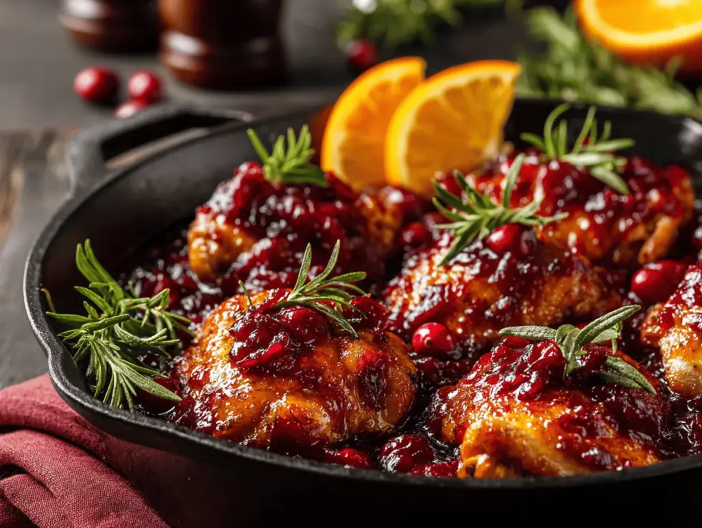 cranberry orange glazed chicken thighs - featured image