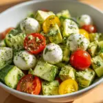 creamy avocado ranch cucumber Caprese salad - featured image