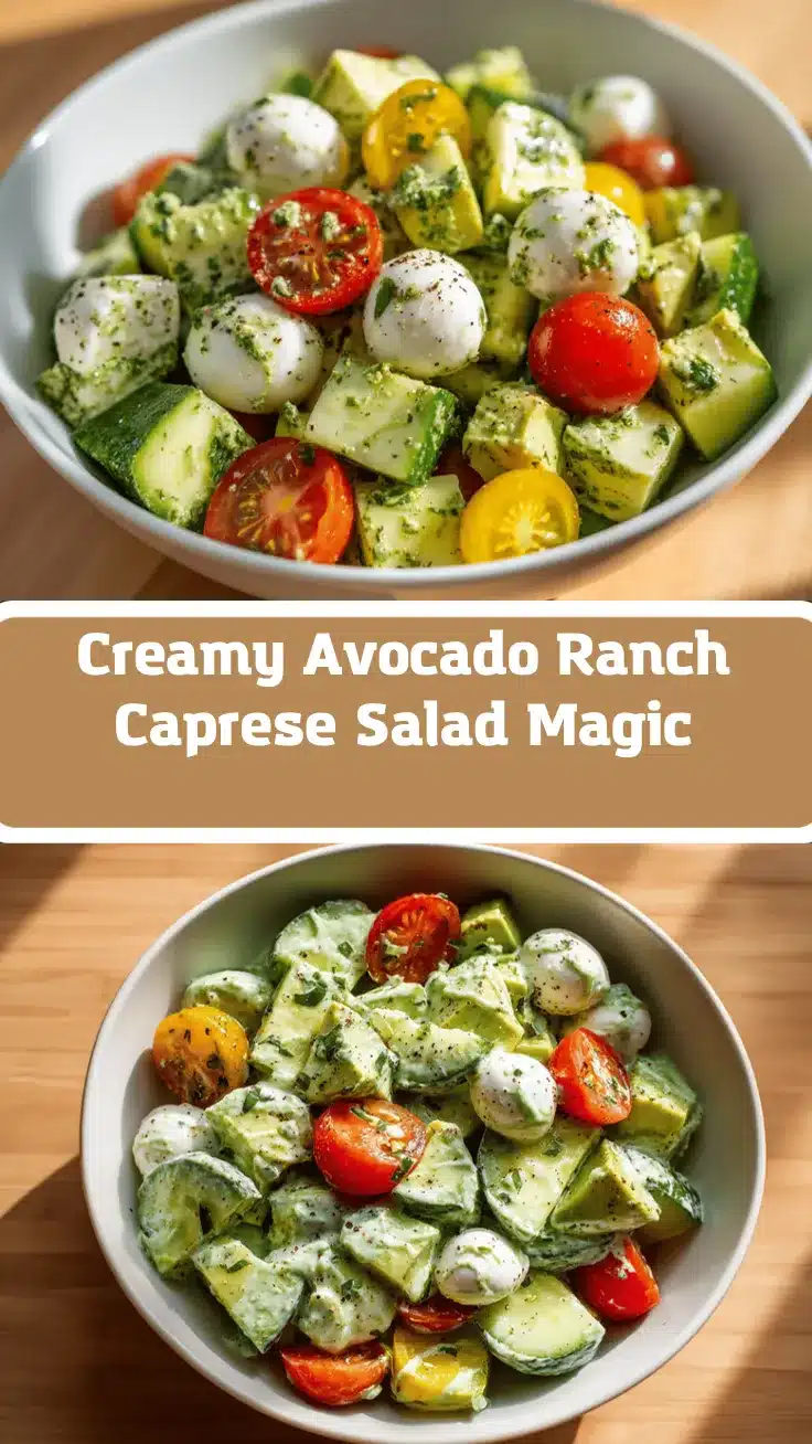 creamy avocado ranch cucumber Caprese salad recipe