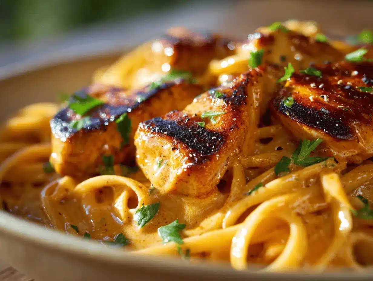 creamy Cajun ranch chicken linguine preparation steps