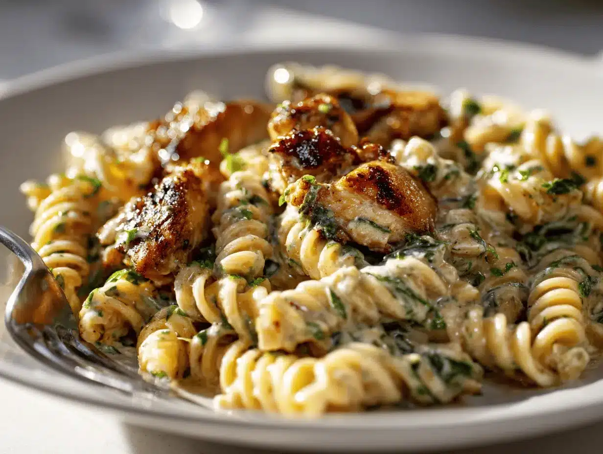 creamy garlic parmesan chicken pasta bake preparation steps