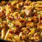 creamy honey BBQ chicken bacon penne - featured image