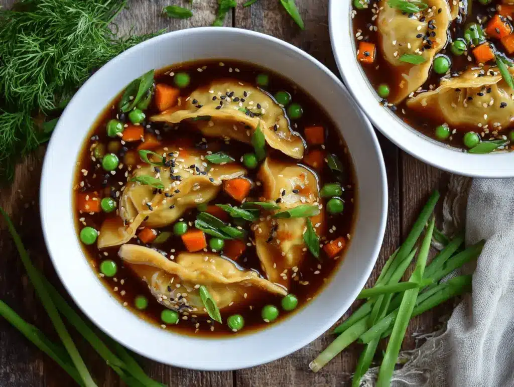 crispy chicken potsticker soup - featured image