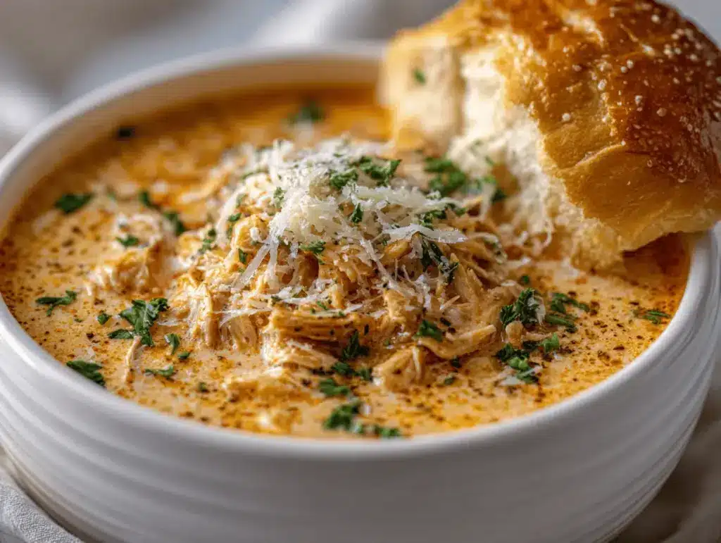 crock pot creamy chicken parmesan soup - featured image
