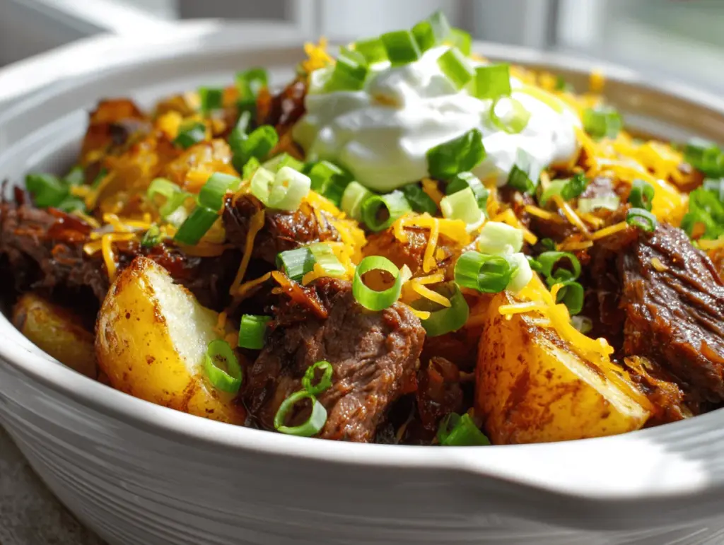 Crockpot Loaded Steak and Potato Bake - featured image
