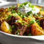 Crockpot Loaded Steak and Potato Bake - featured image