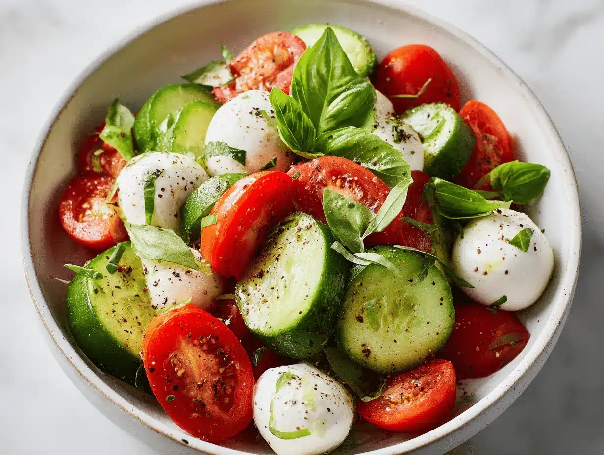 cucumber Caprese salad preparation steps