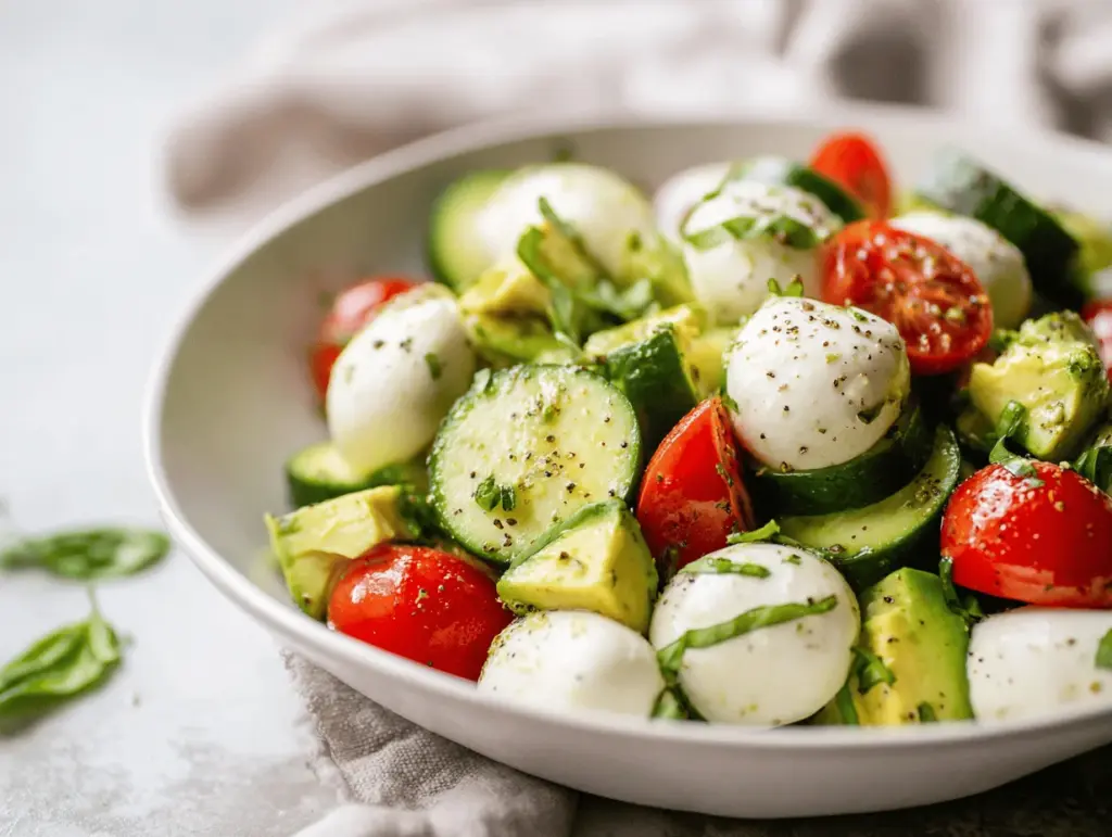 cucumber mozzarella salad - featured image