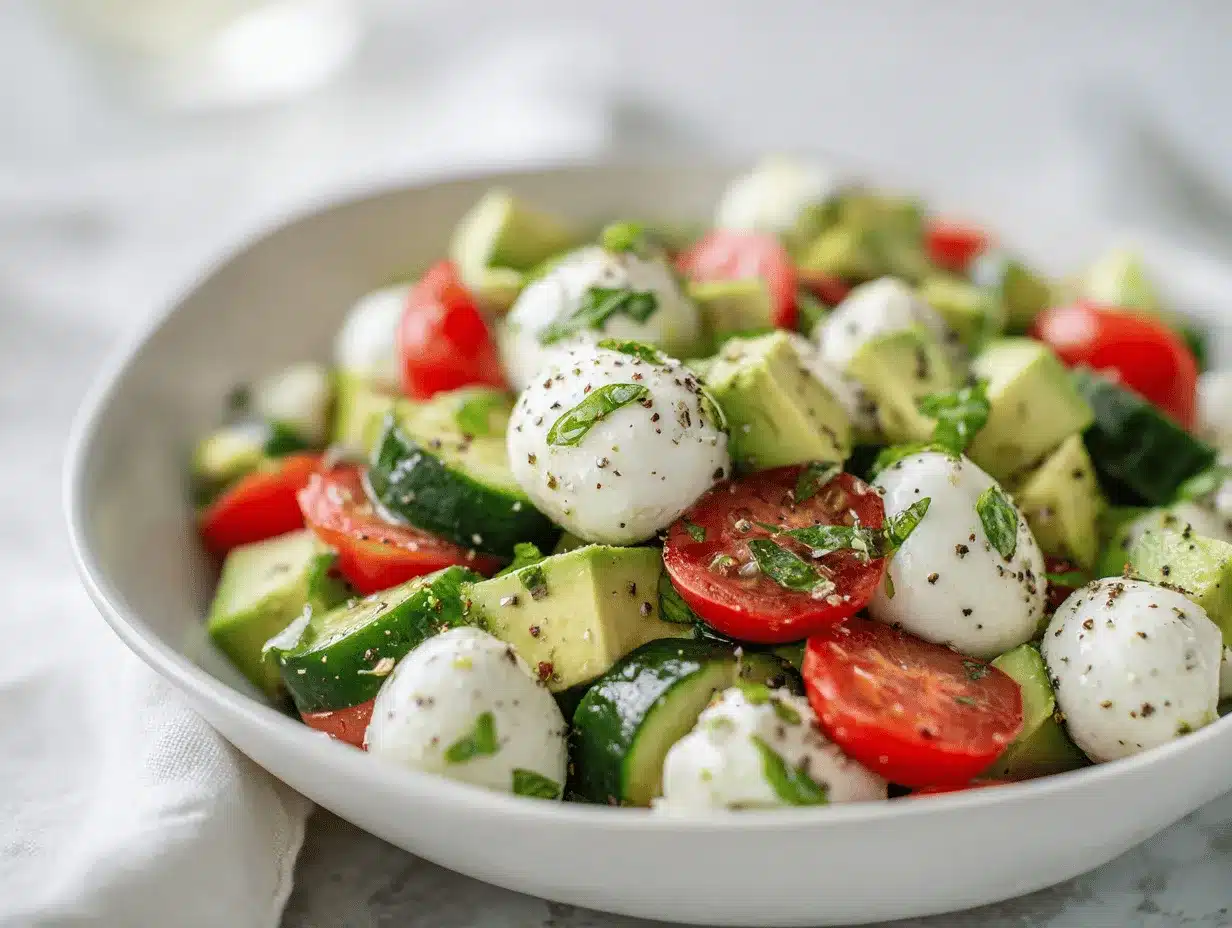 cucumber mozzarella salad preparation steps