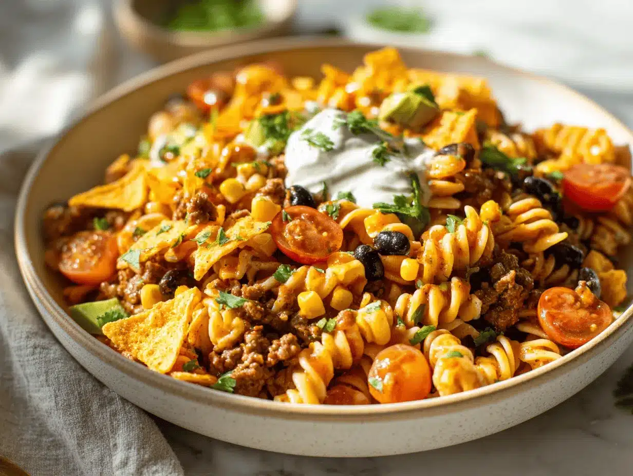 Doritos taco pasta salad preparation steps