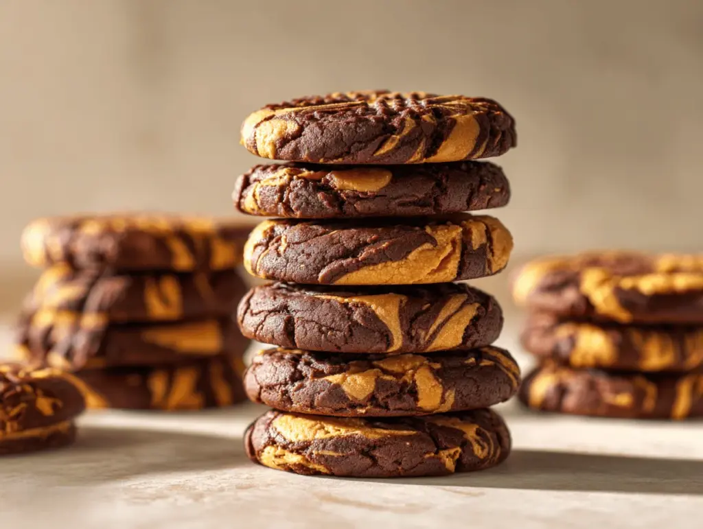 double chocolate peanut butter swirl cookies - featured image