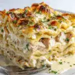 garlic butter chicken Alfredo lasagna - featured image