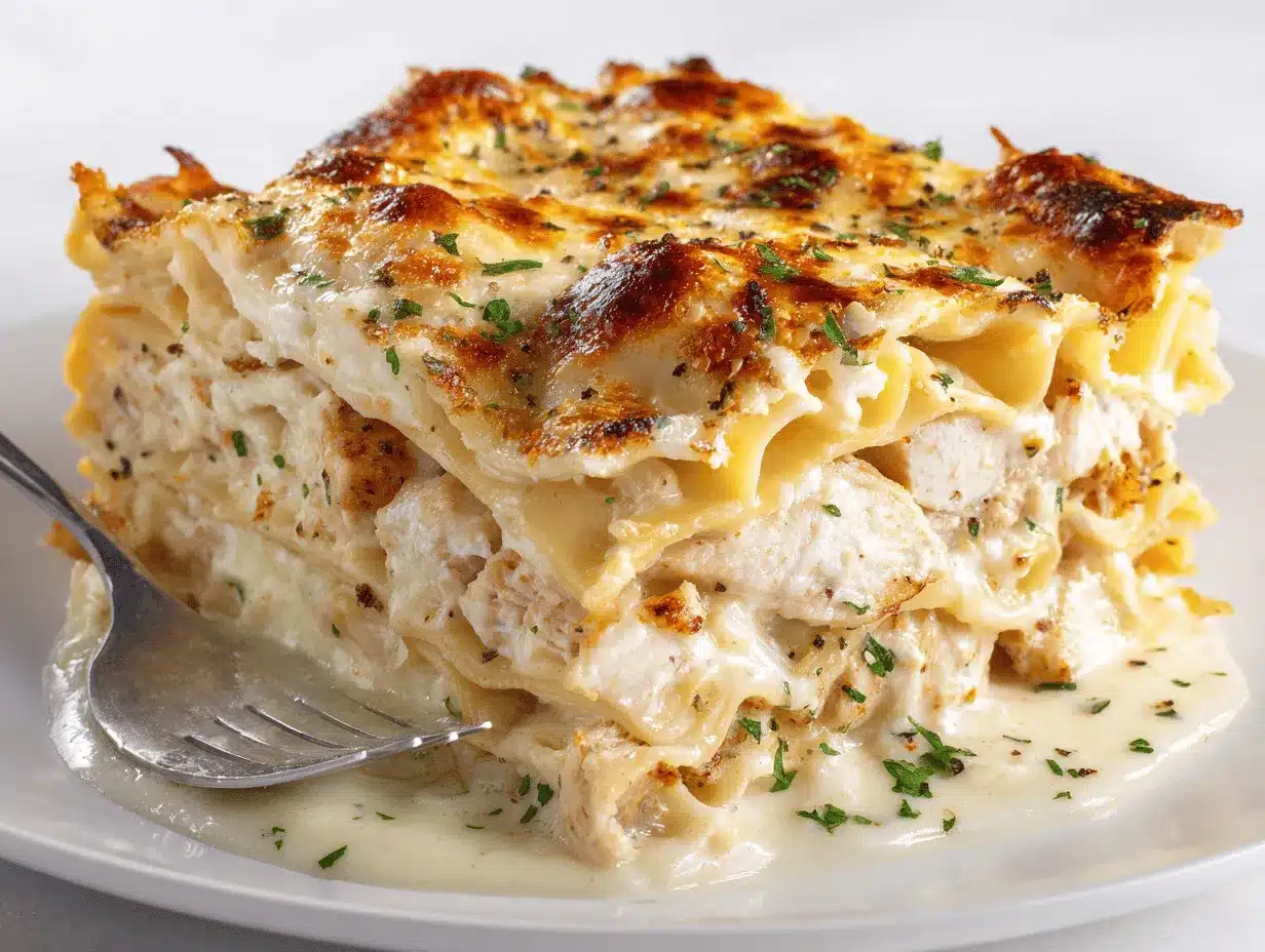 garlic butter chicken Alfredo lasagna preparation steps
