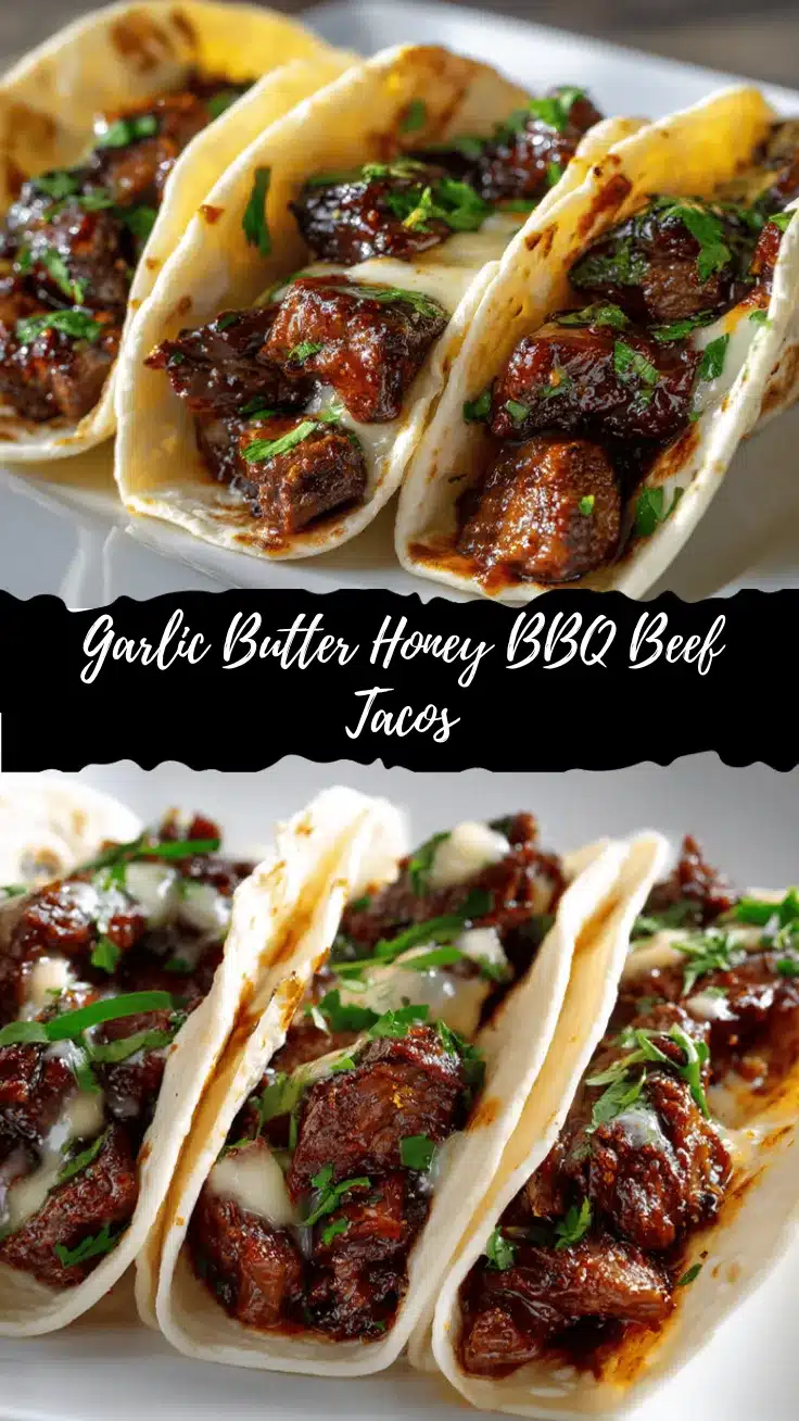 Garlic Butter Honey BBQ Beef Tacos recipe