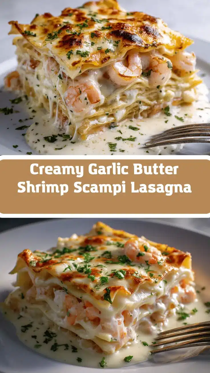 Garlic Butter Shrimp Scampi Lasagna recipe