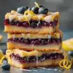 glazed lemon blueberry pie bars - featured image