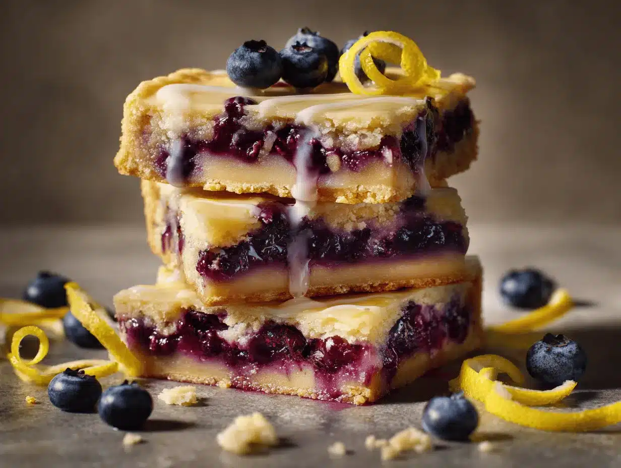 glazed lemon blueberry pie bars preparation steps