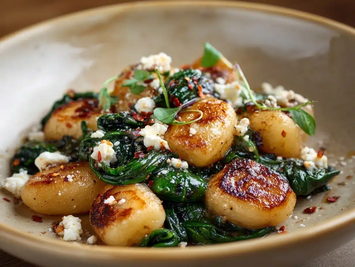 Gnocchi with Spinach and Feta preparation steps