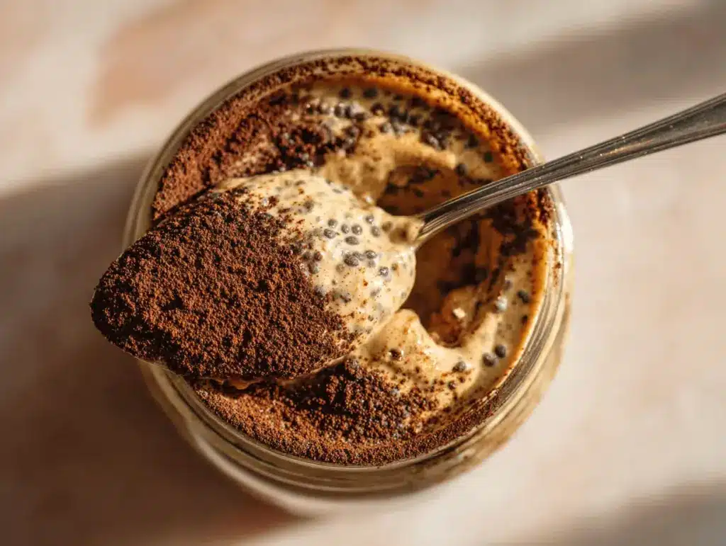 high protein tiramisu overnight oats - featured image
