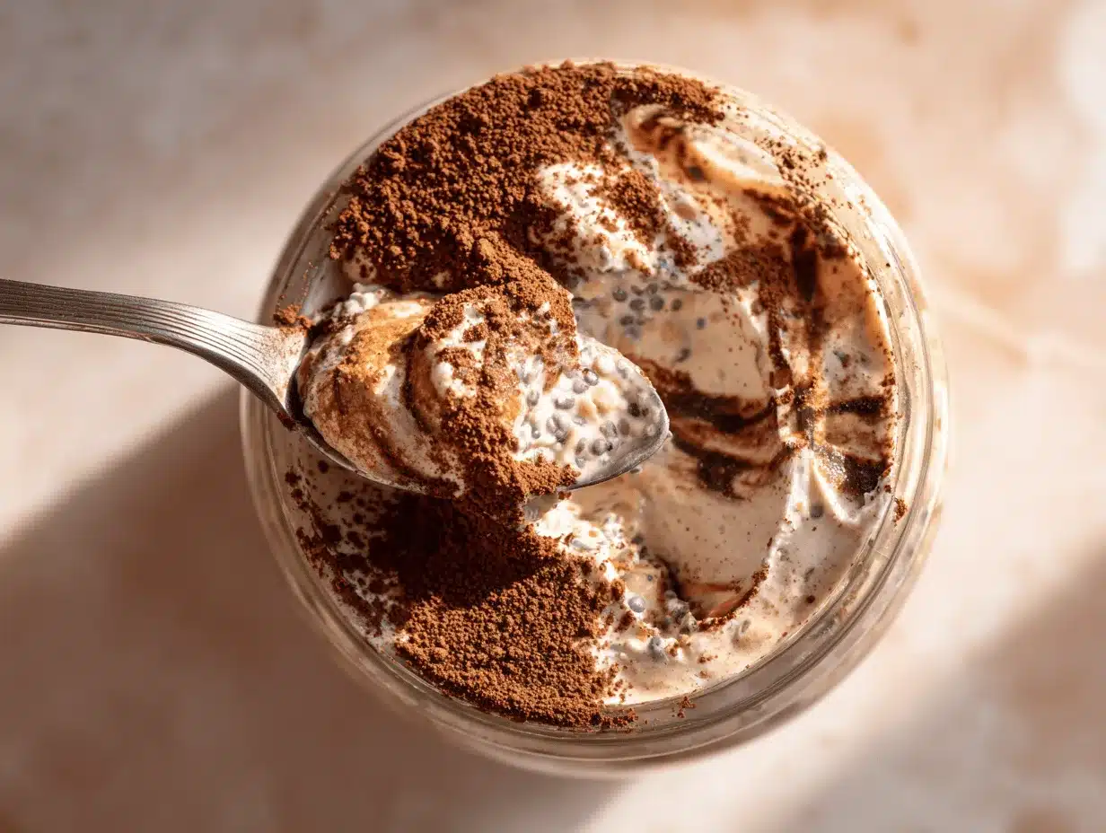 high protein tiramisu overnight oats preparation steps