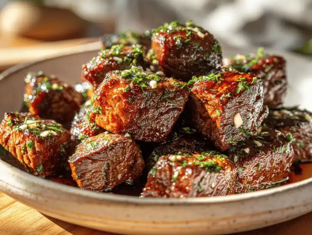 honey garlic butter steak bites - featured image