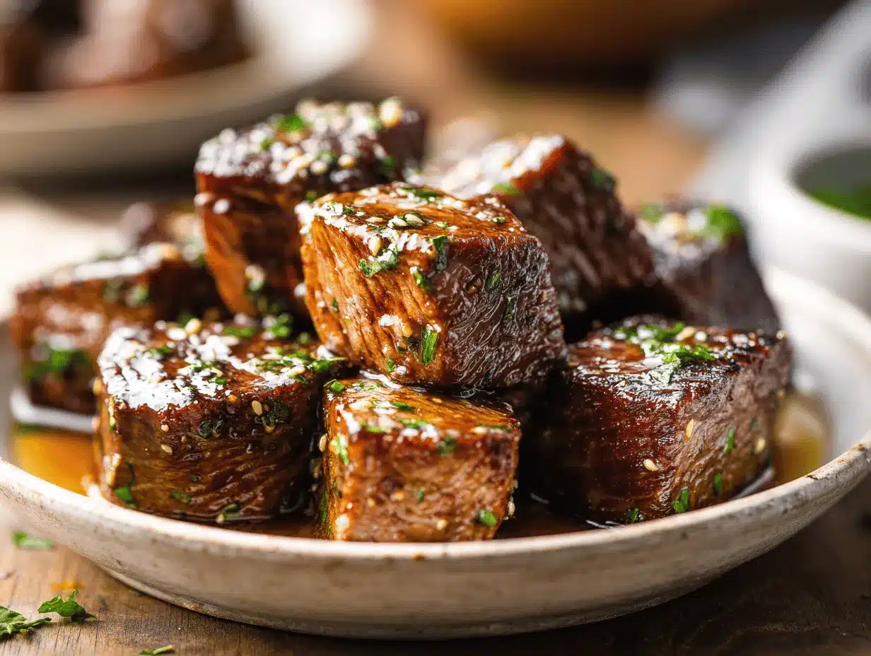 honey garlic butter steak bites preparation steps