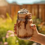 iced mocha peanut butter protein smoothie - featured image
