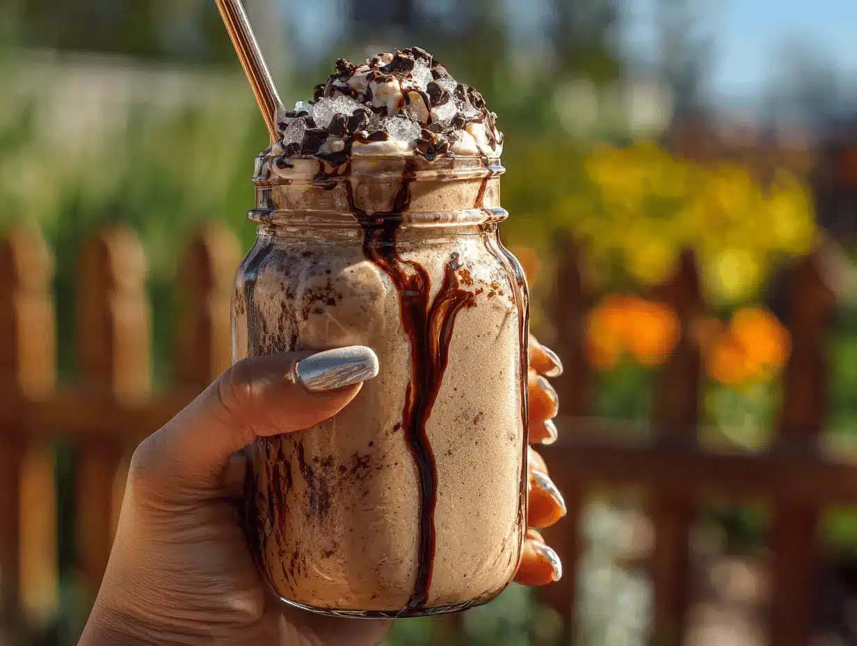 iced mocha peanut butter protein smoothie preparation steps