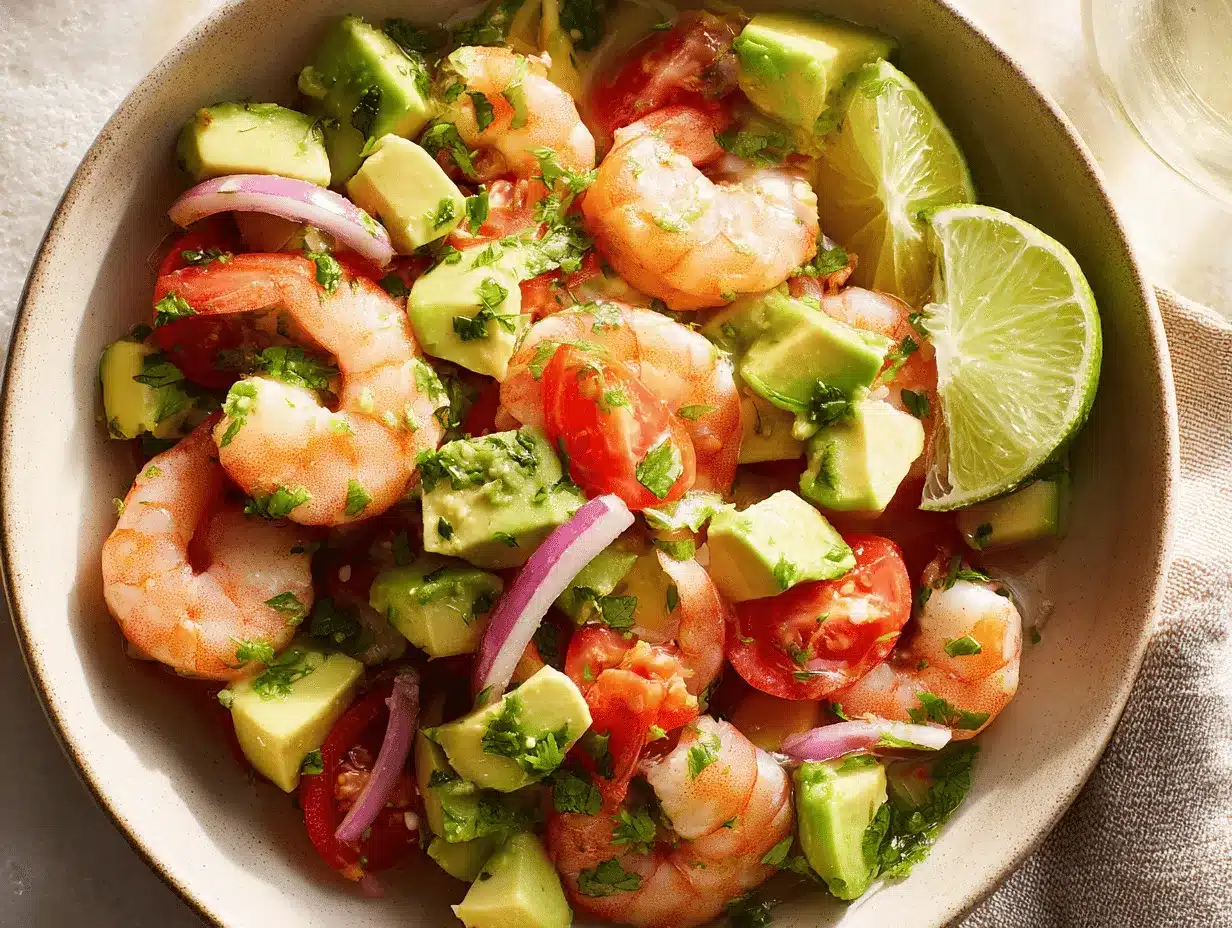 lime shrimp and avocado salad preparation steps