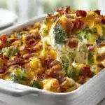 loaded ranch chicken bacon broccoli casserole - featured image