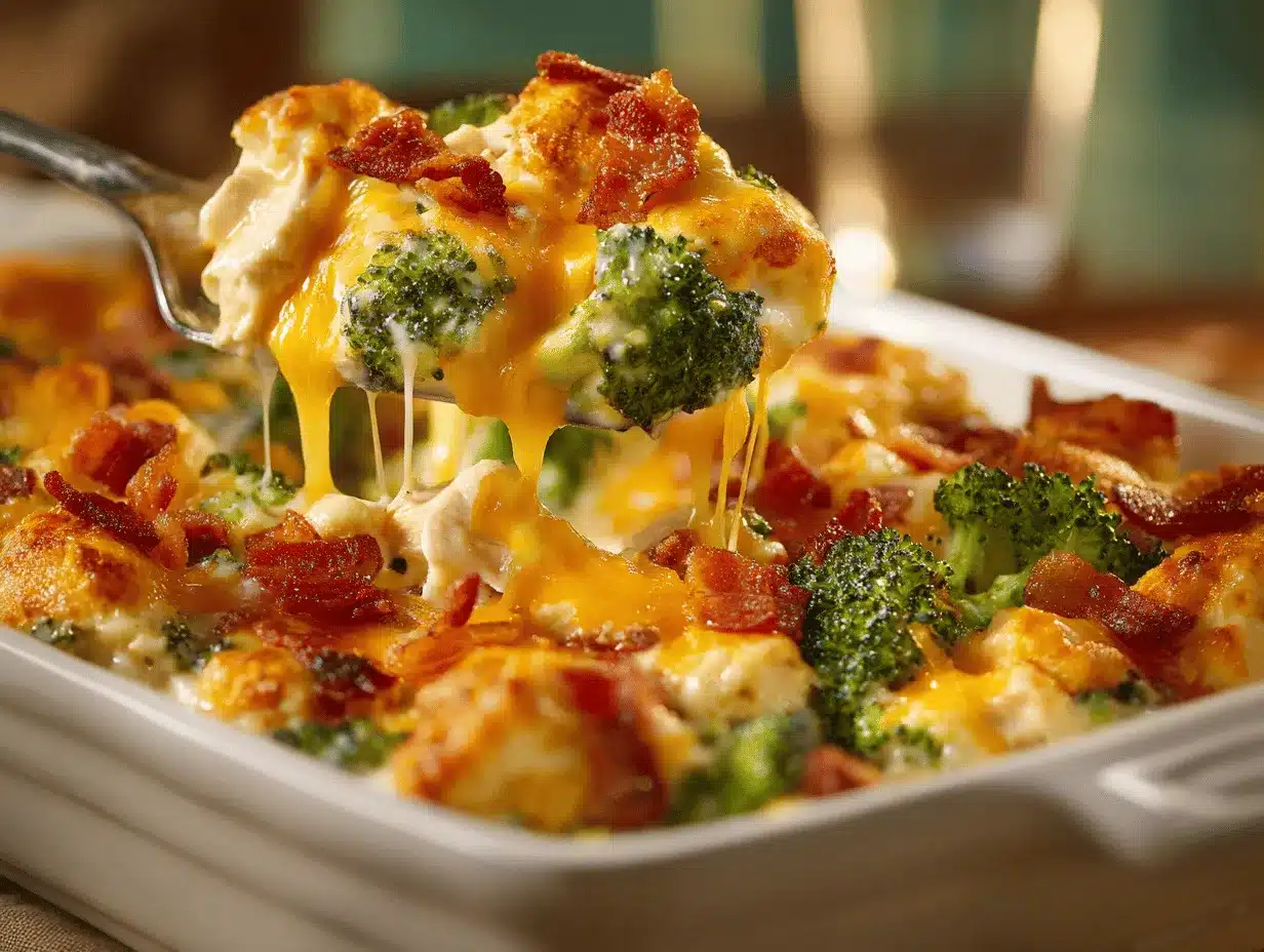 loaded ranch chicken bacon broccoli casserole preparation steps