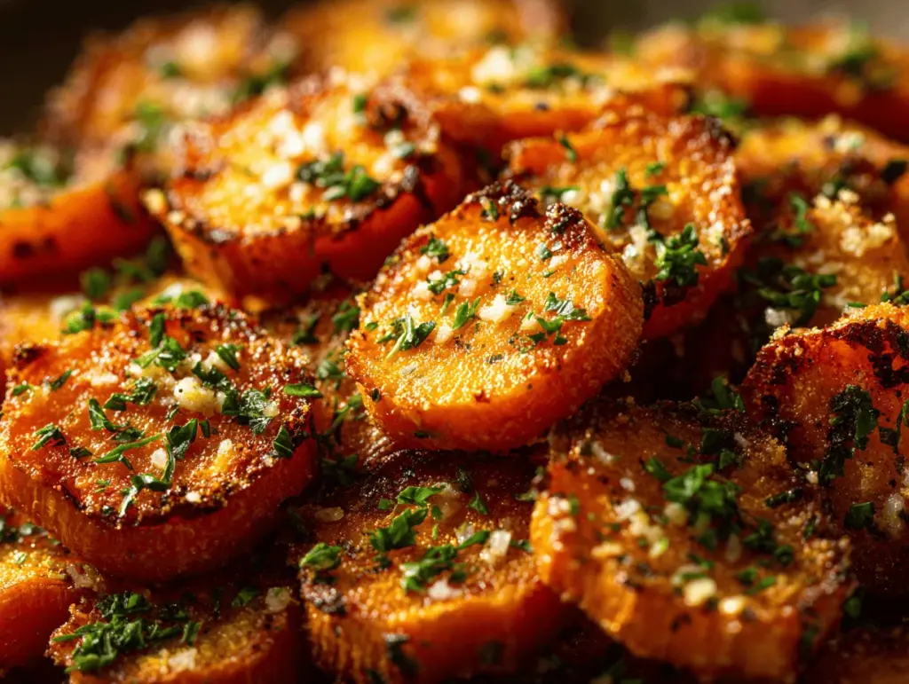 parmesan garlic smashed carrots - featured image