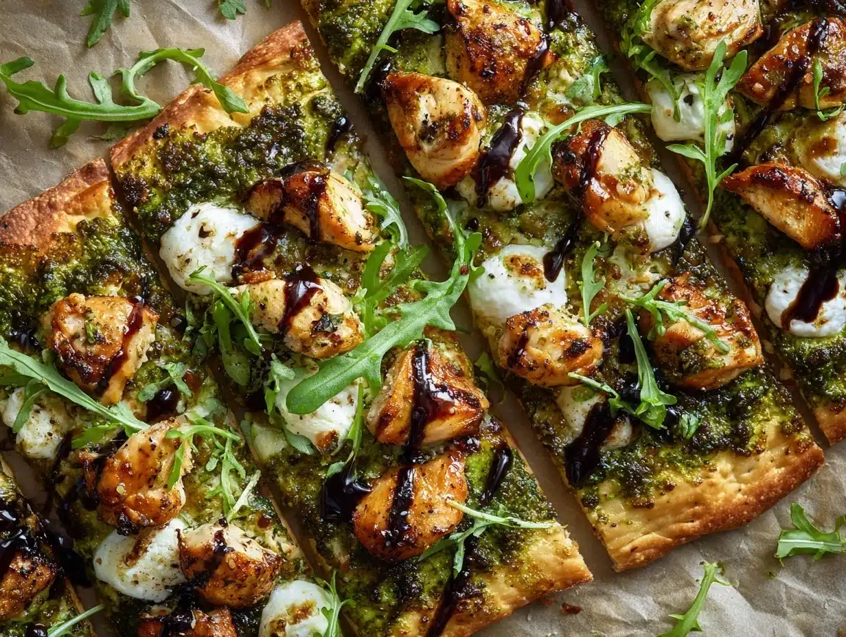 Pesto Chicken Flatbread preparation steps