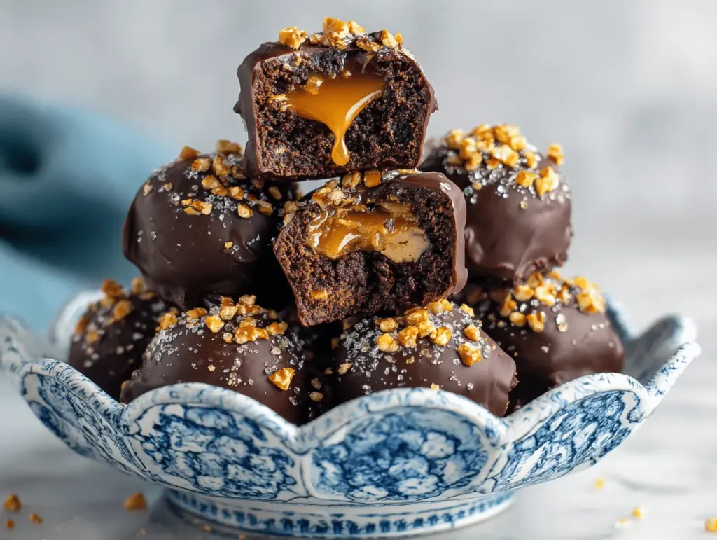pretzel brownie salted caramel truffles - featured image