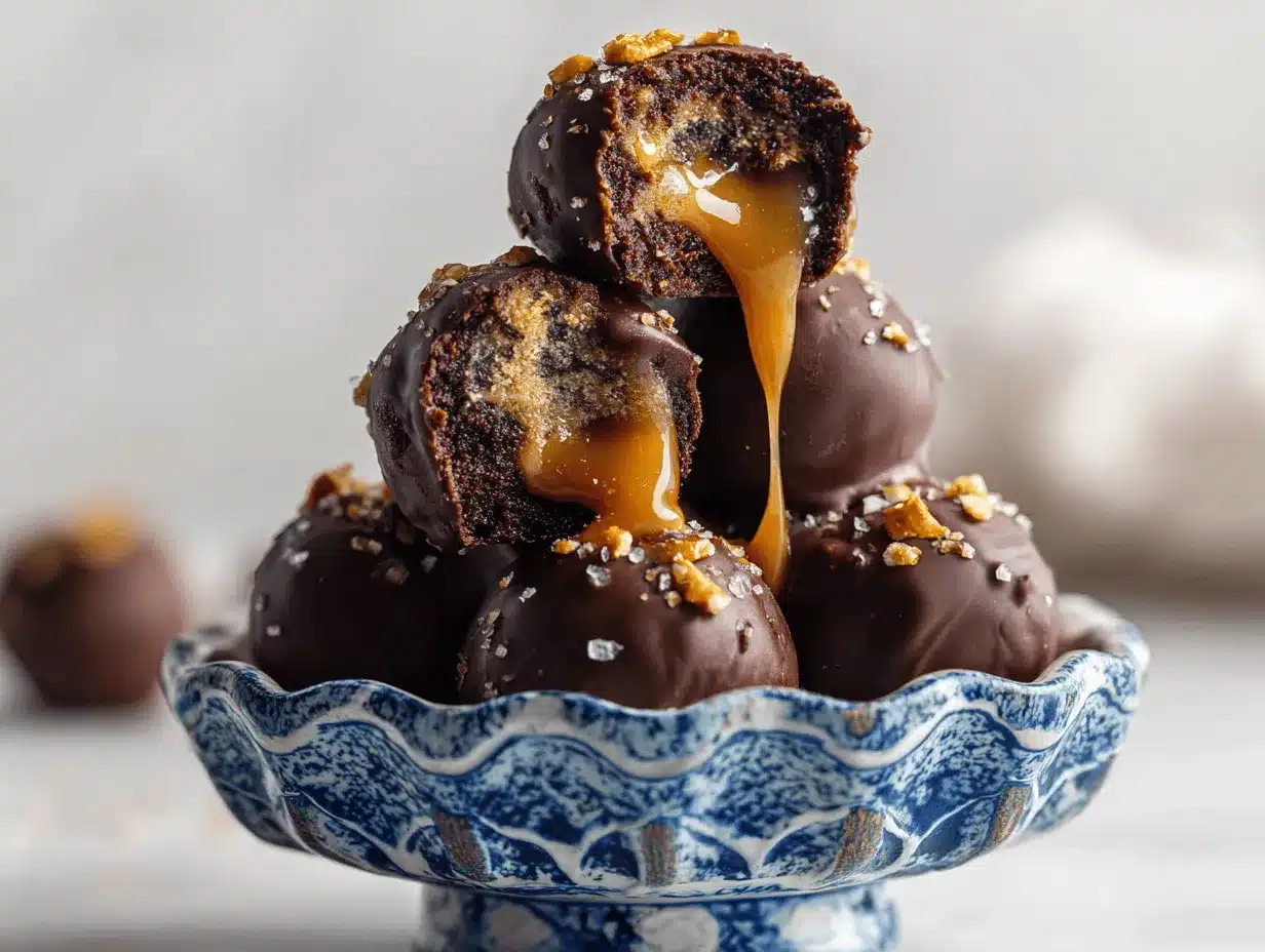 pretzel brownie salted caramel truffles preparation steps