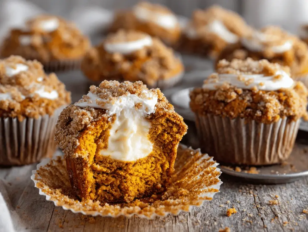 pumpkin cream cheese streusel muffins - featured image