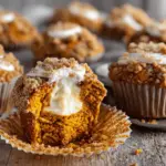 pumpkin cream cheese streusel muffins - featured image