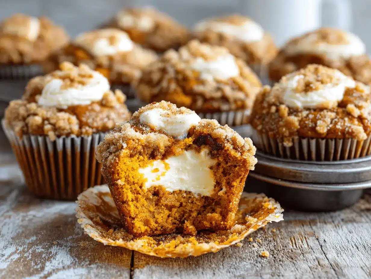 pumpkin cream cheese streusel muffins preparation steps