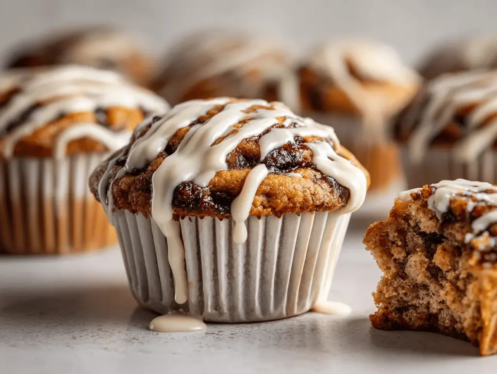 pumpkin spice cinnamon roll muffins - featured image